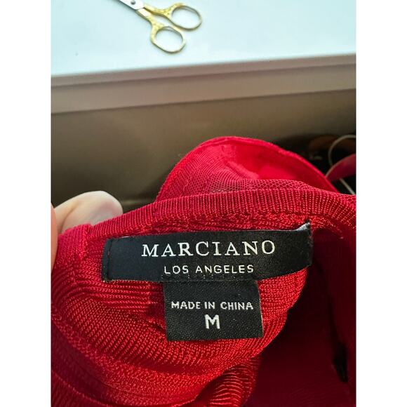 MARCIANO LOS ANGELES Women's Cut Red Milano Knee Length Bandage Dress Size M - Picture 9 of 10